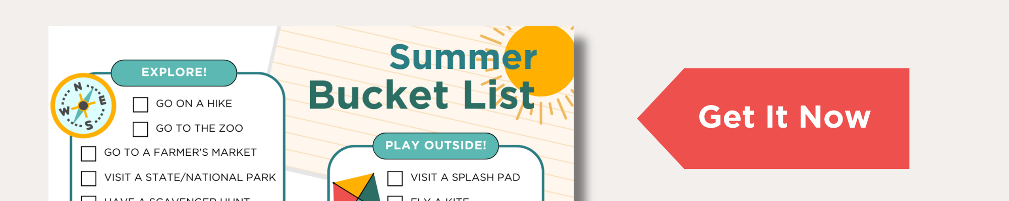free summer bucket list printable