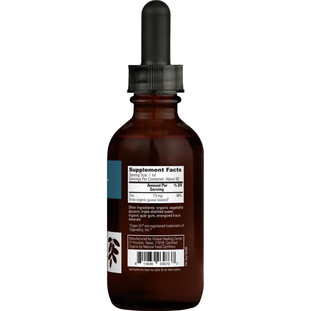 Global Healing Organic Plant-Based Zinc Supplement Facts