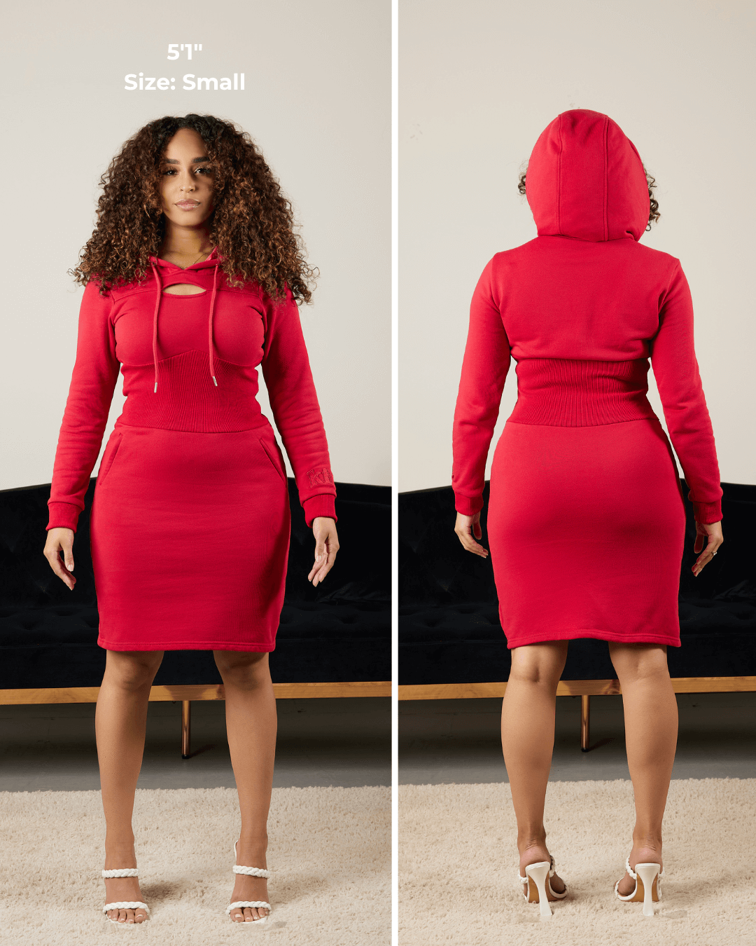 satin-lined hoodie dress