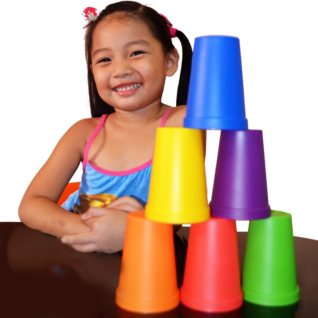 6 Color Sorting Cups with Tong for Preschool and Early Childhood Education - Col