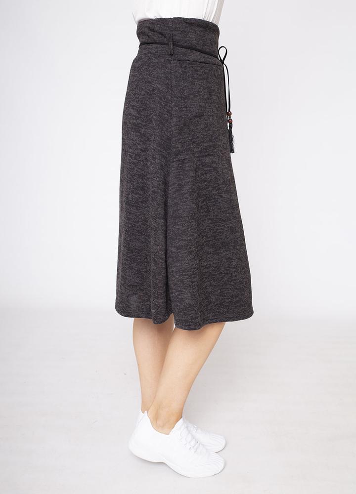 A-Line Belted Skirt in Black