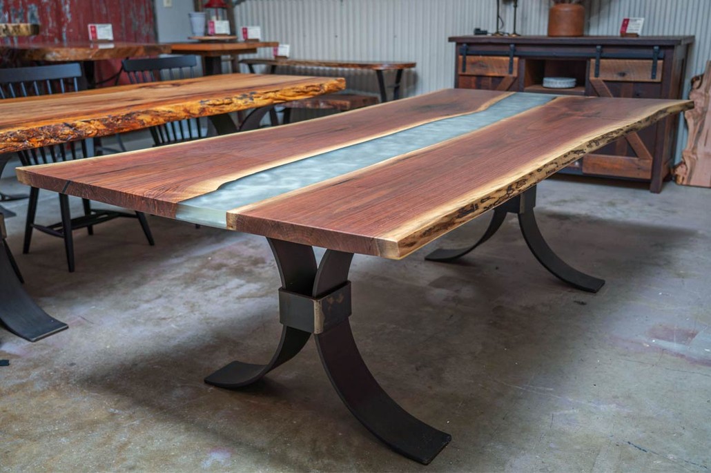 live edge table in walnut wood