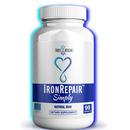 Product bottle: Iron Repair Simply is a natural iron supplement for iron deficiency and low ferritin, made from concentrated, non-GMO, grass-fed, grass-finished bovine spleen. Iron Repair Simply is gentle on the stomach and highly bioavailable, unlike synthetic iron supplements like ferrous sulfate that often cause constipation and nausea. Each bottle of Iron Repair Simply contains 90 capsules, taken daily to support healthy ferritin, hemoglobin, and iron levels