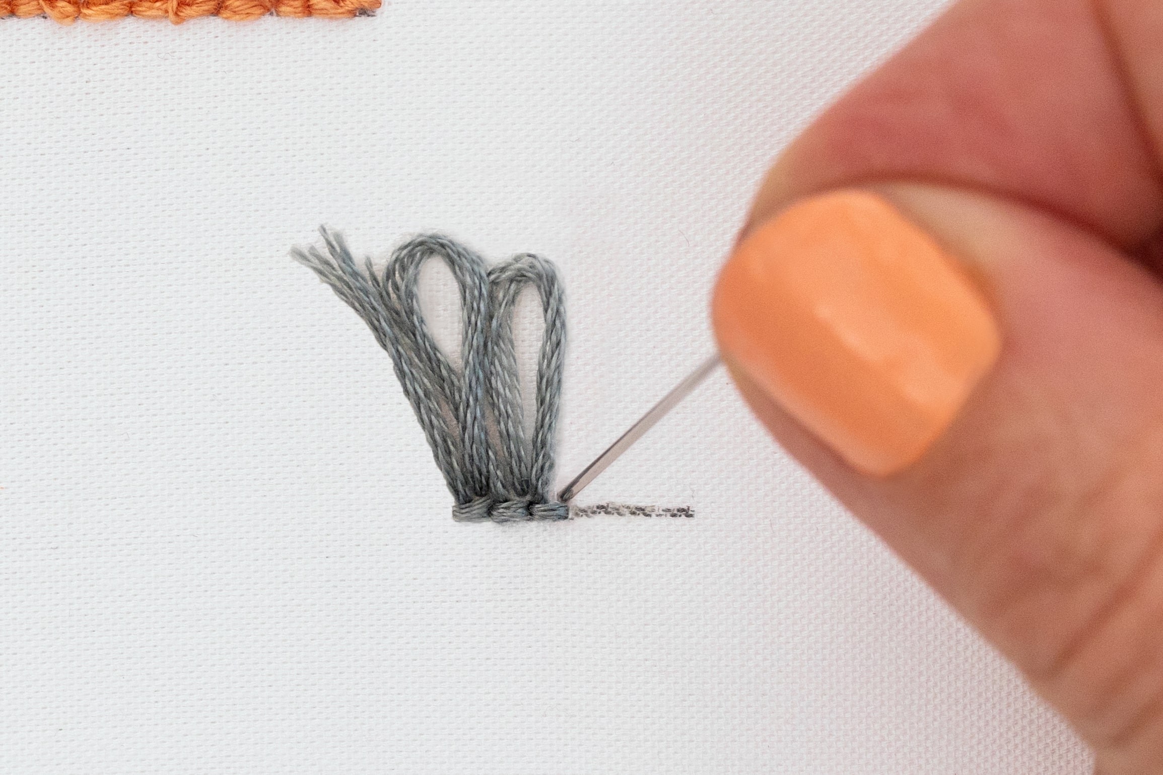 This is an image of splitting the turkey stitch.