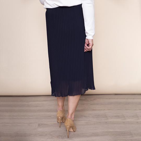 Long Pleat Skirt in Navy