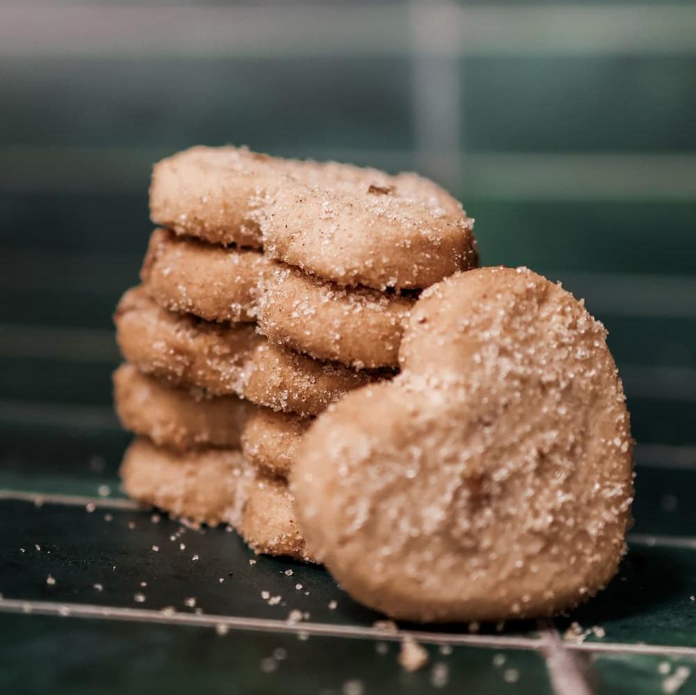 heart shaped pecan cinnamon stack close up