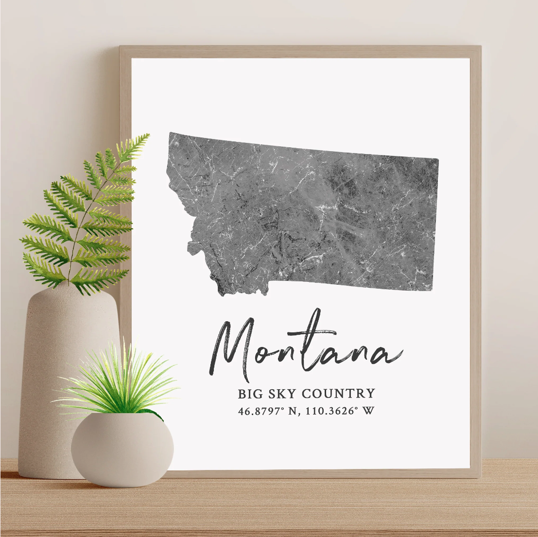 Montana State Map Silhouette print