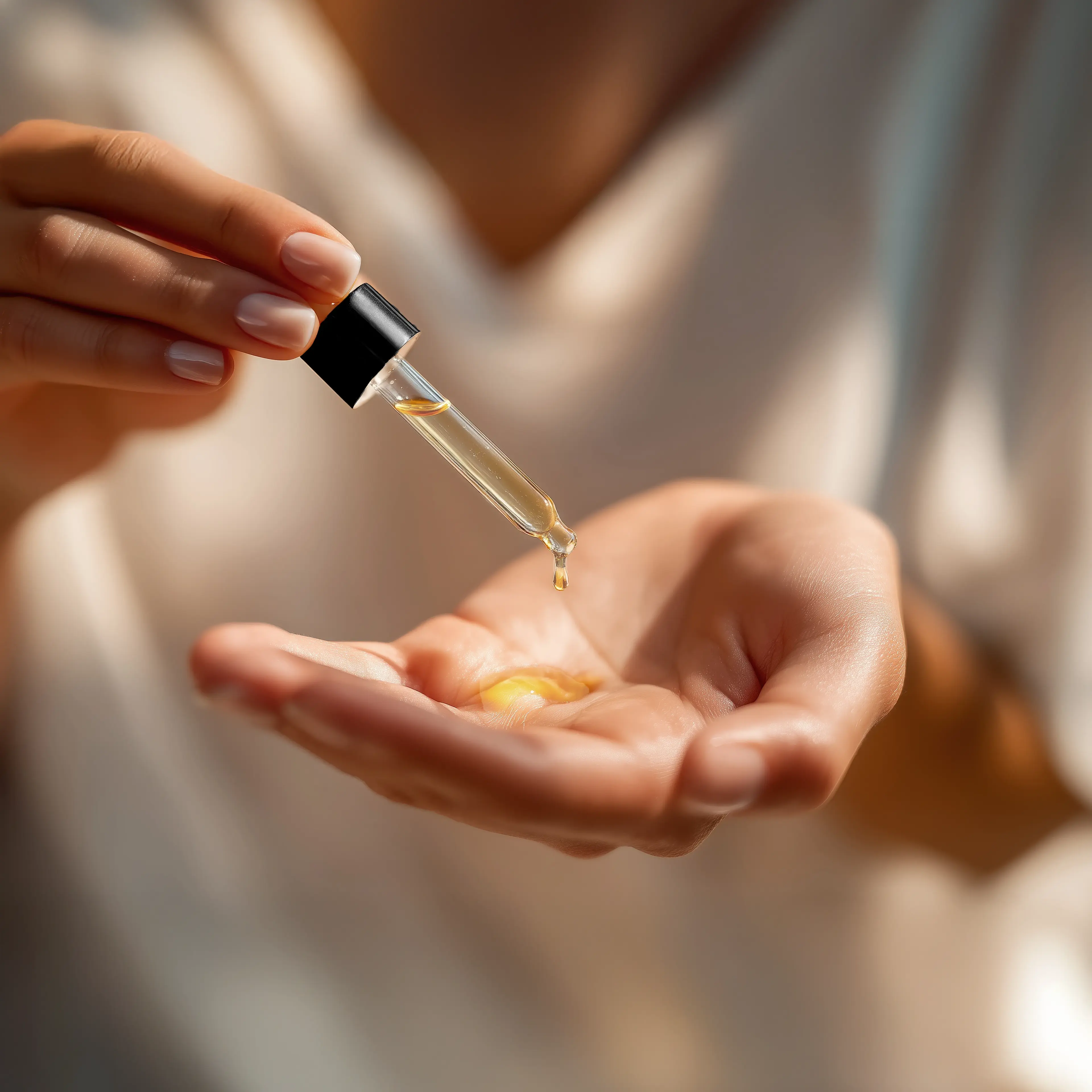 putting a few drops of the oil on the hand