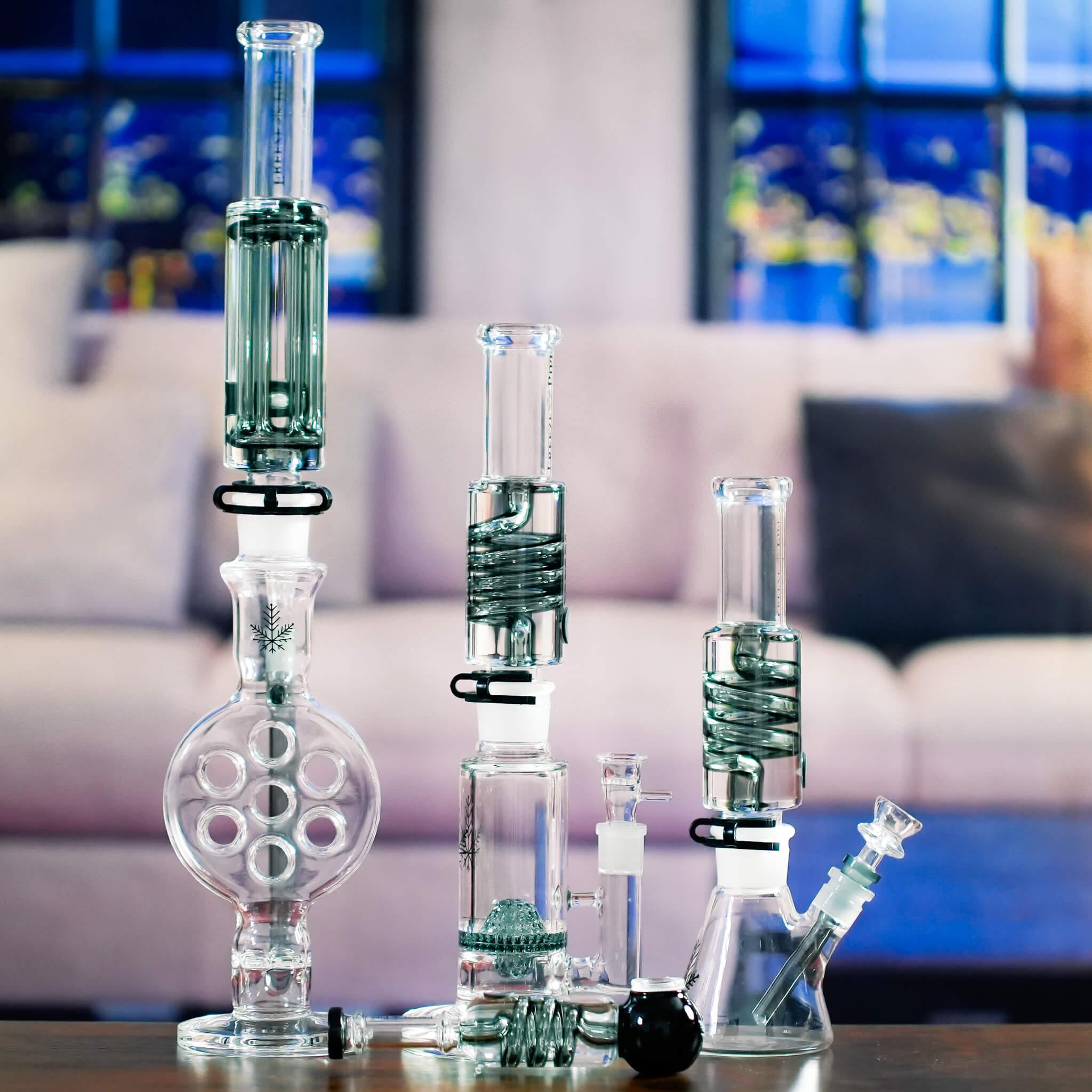 glass pieces on table