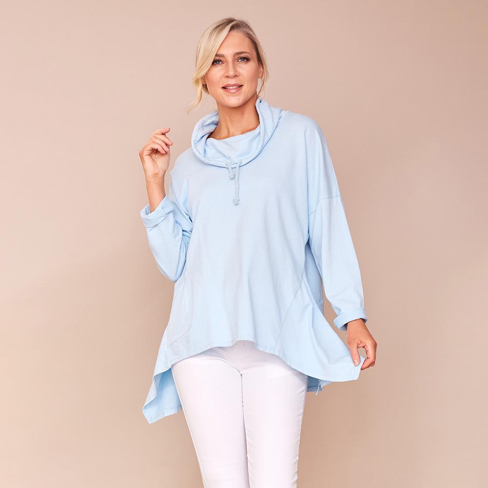 Viv Pocket Cowl Neck (Blue)