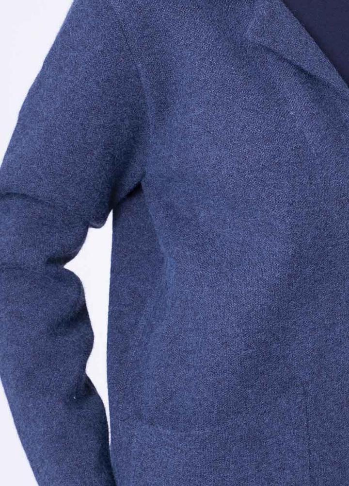 Revere Collar Coat Cardi in Blue