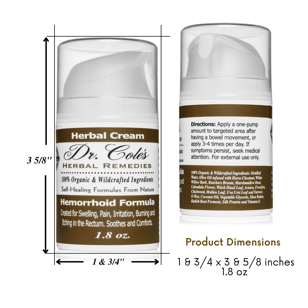 Front view and back view of Dr. Coles Hemorrhoid Cream
