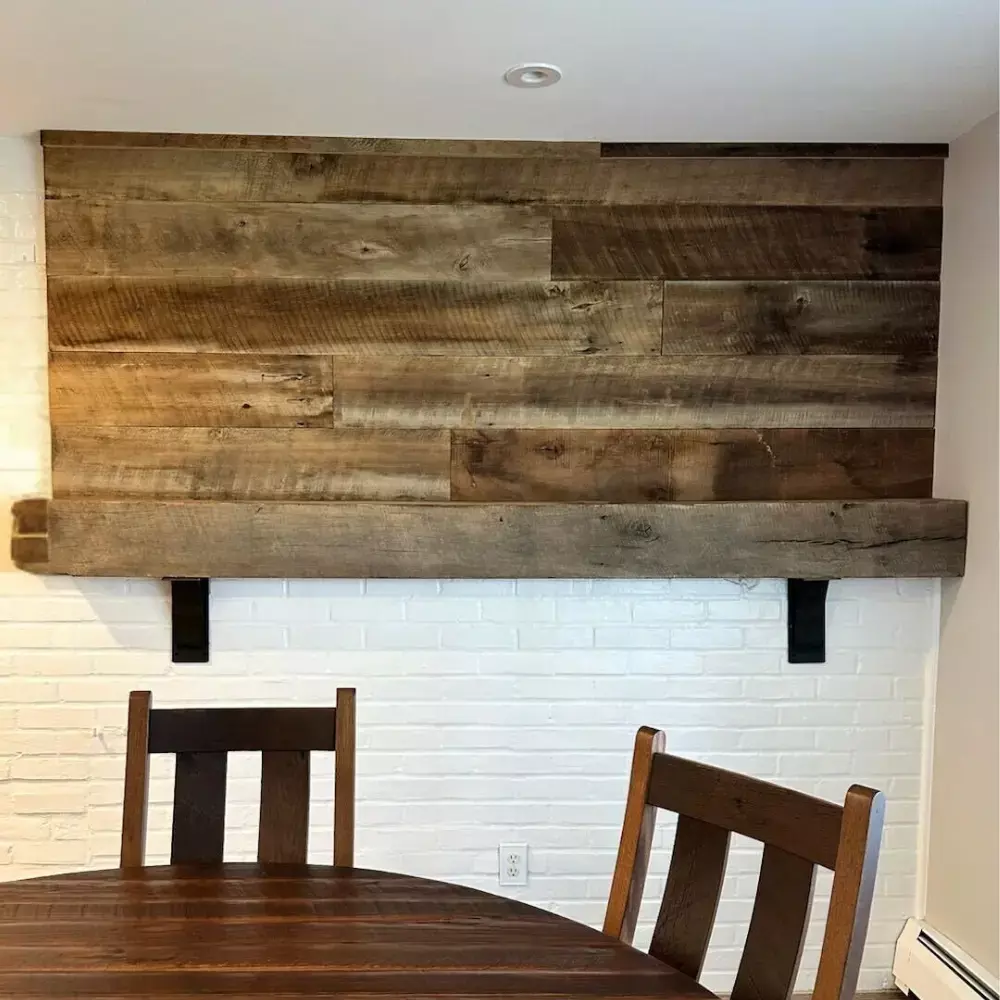 Reclaimed Barnwood Wall with barnwood shelf
