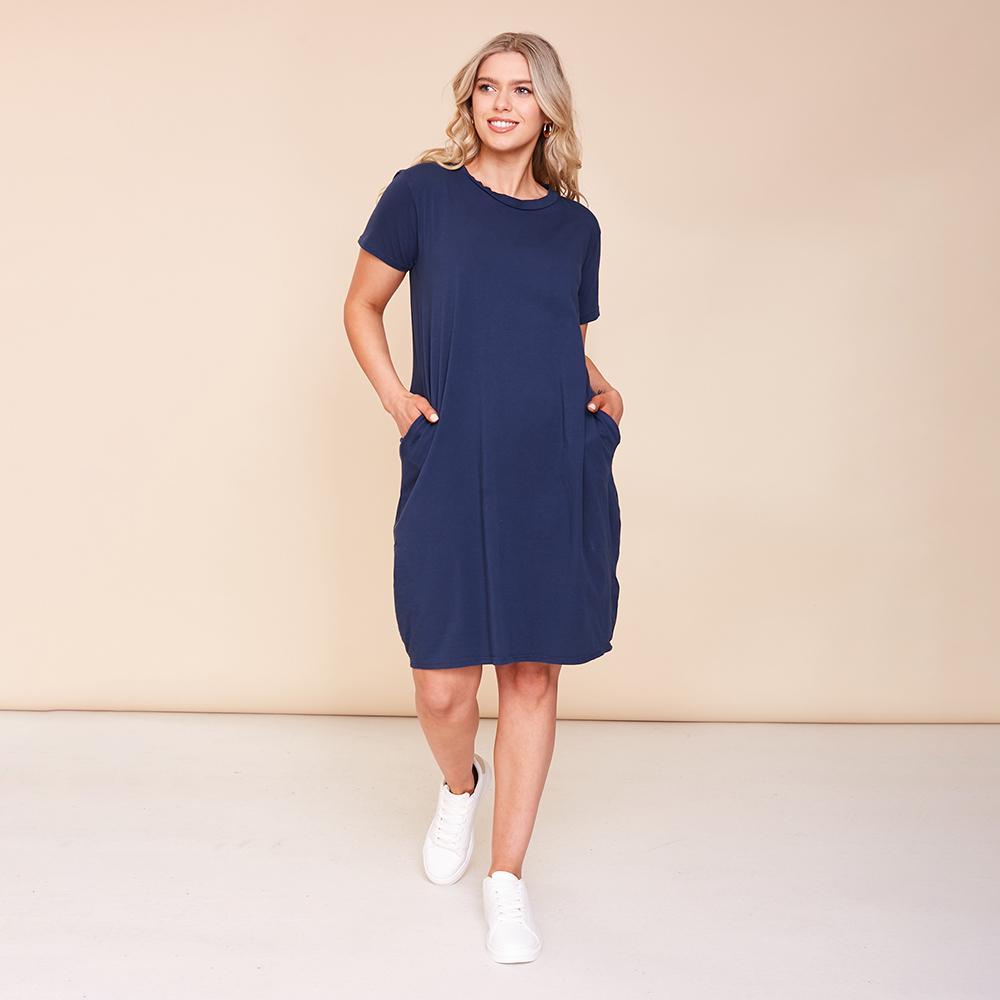 Kinsley T-Shirt Dress(Navy)
