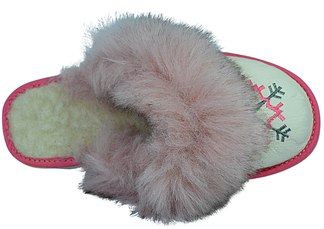 Skylar - Women scuff wool leather slippers - Reindeer Leather