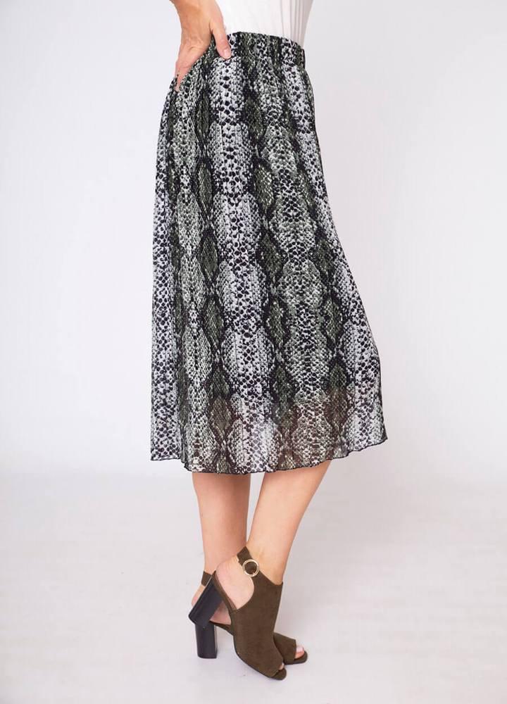Snake Print Pleat Skirt