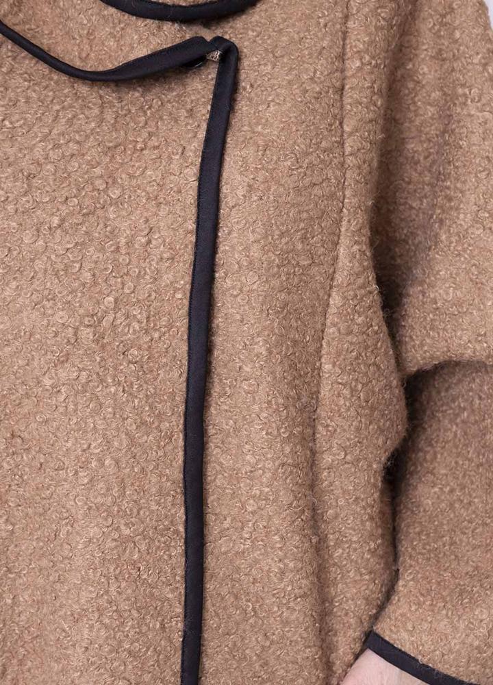 Black Trim Poodle Cardi in Camel