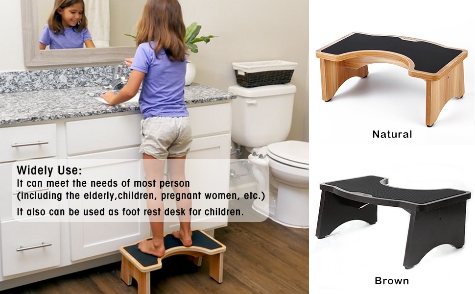 BONNIO Wood Squatting Toilet Stool Non-Slip Bathroom Aid Helps to Relieve Piles Constipation Bloating 