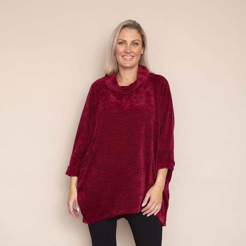 Coleen Velvet TopPlus Size (Wine)