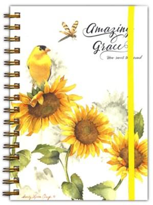 sunflower journal with text Amazing Grace