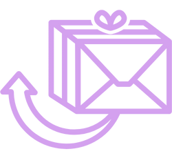 a pink cartoon envelope icon