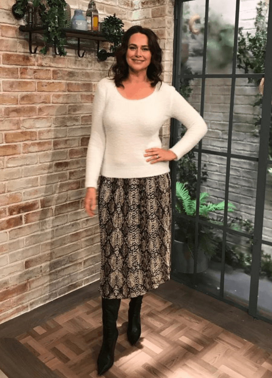 Snake Print Pleat Skirt