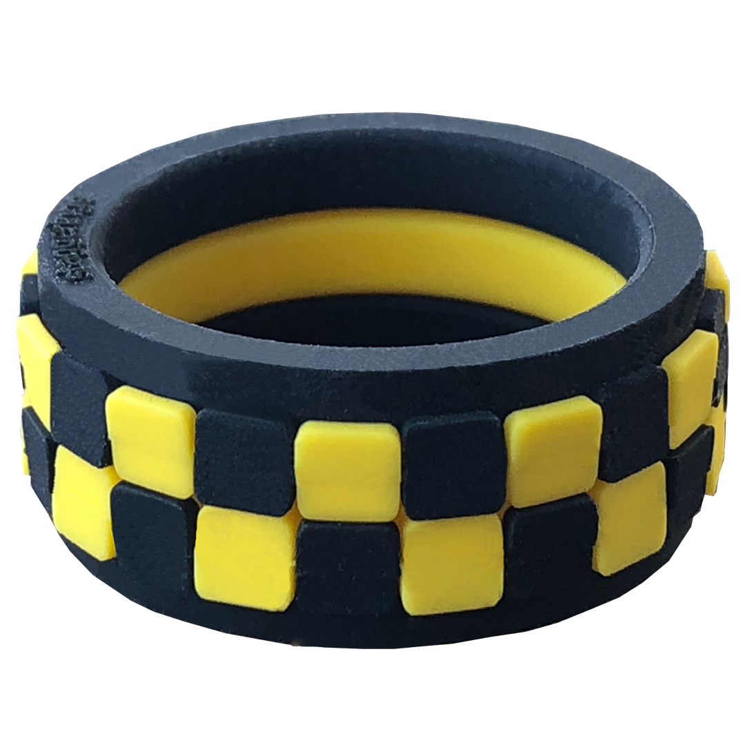 Geometric Checker Midnight Set Sunflower Silicone Ring