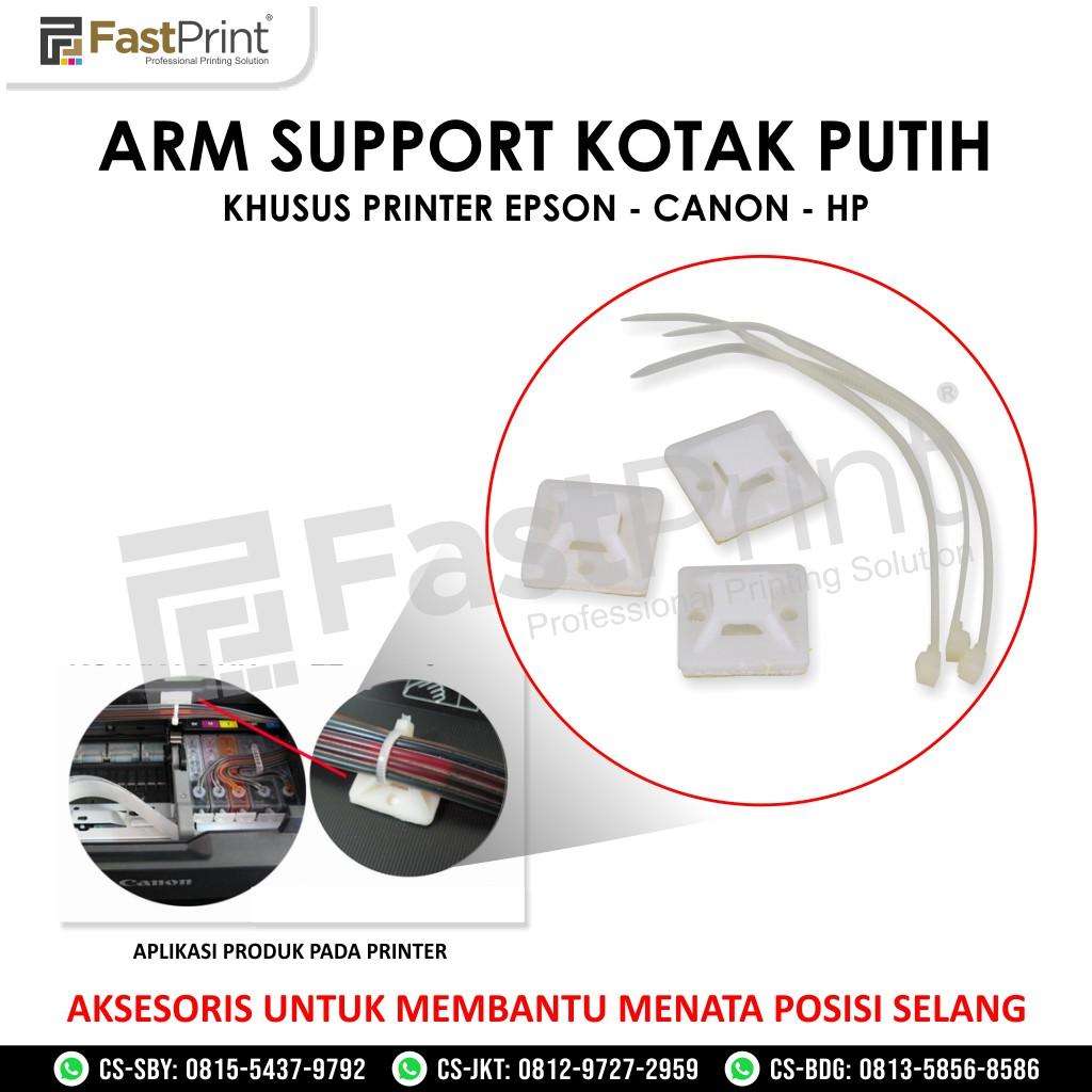 arm support, penata selang printer, arm support kotak putih