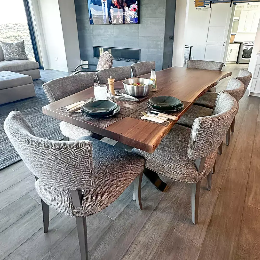 Custom live edge walnut dining table