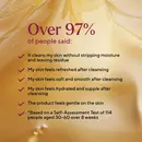 1. people views about the product written on the cleanser background.
