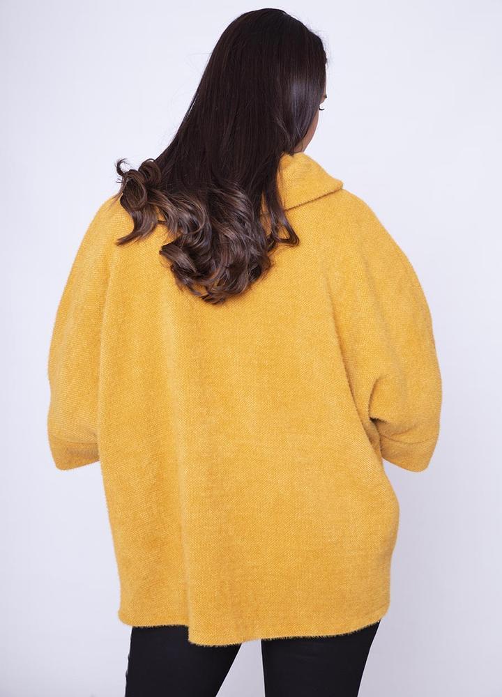 Side Zip Cardi Coat in Gold