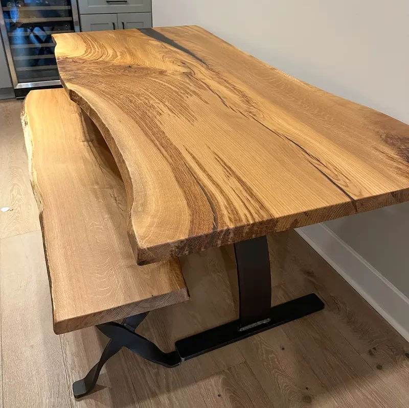 Live Edge Oak Table and Bench