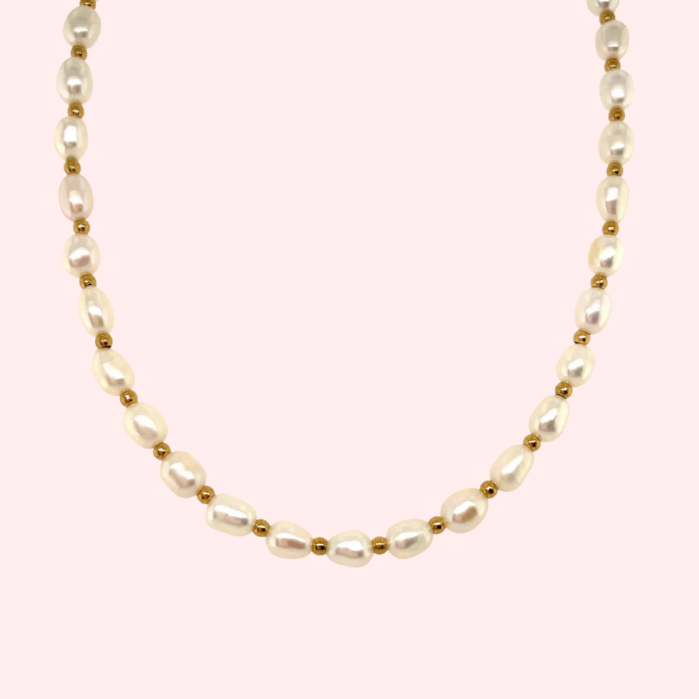 Pearl and bead choker necklace