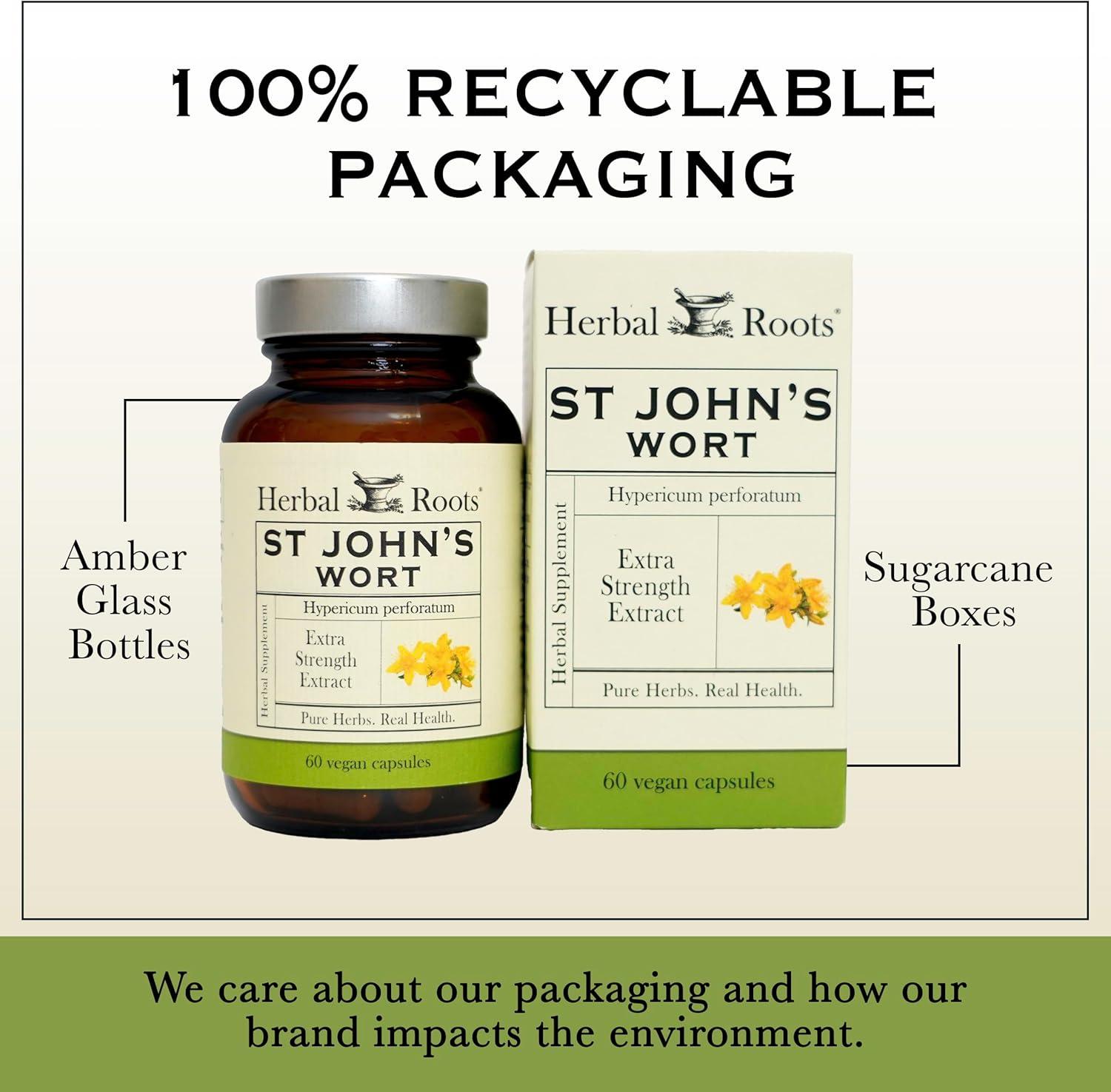 St Johns wort bottle and box with 100% recyclable packaging