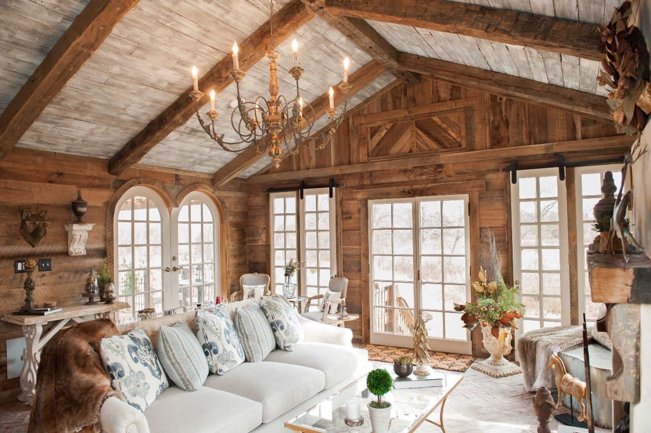 rustic home decor exposed wood beams