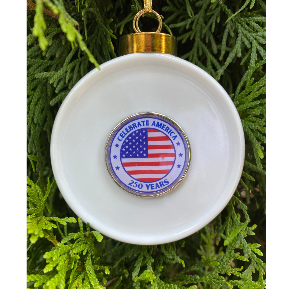 Porcelain Christmas Ornament to Celebrate 250 Year Birthday of America