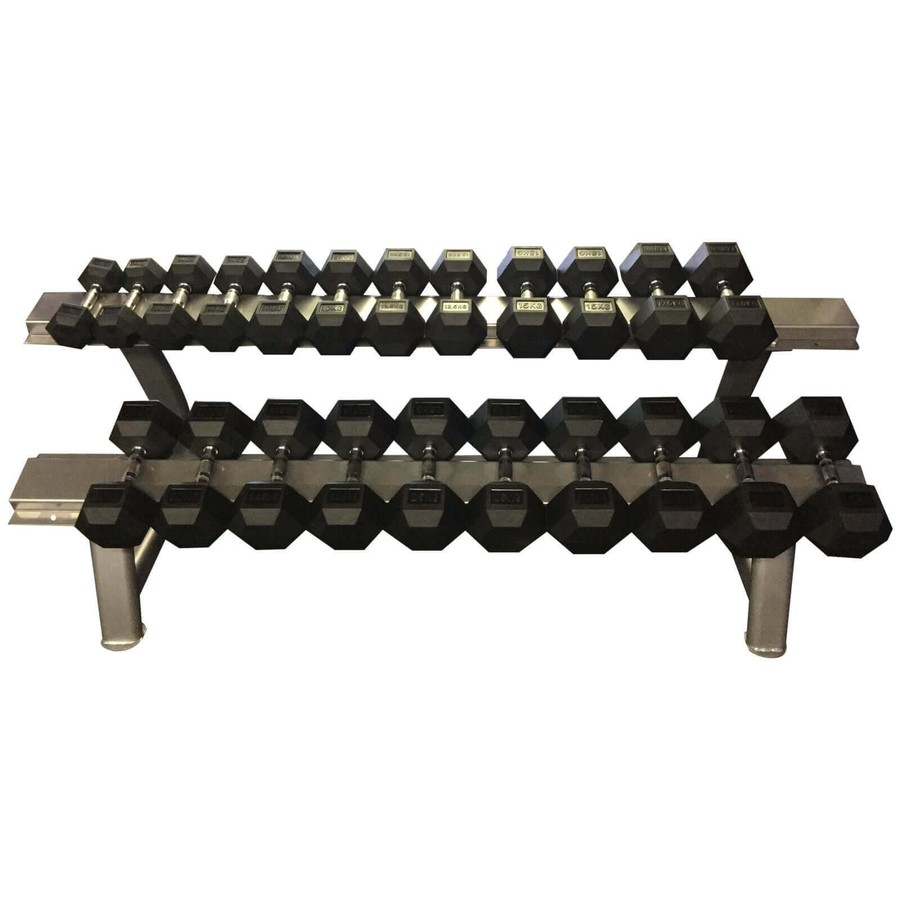 Bodymax 5-30kg Rubber Commercial Dumbbells with Rack