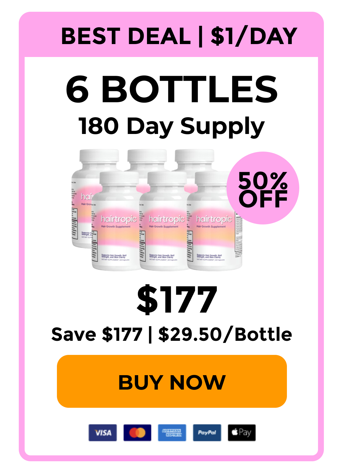 6 Bottles $30/Bottle Buy Now