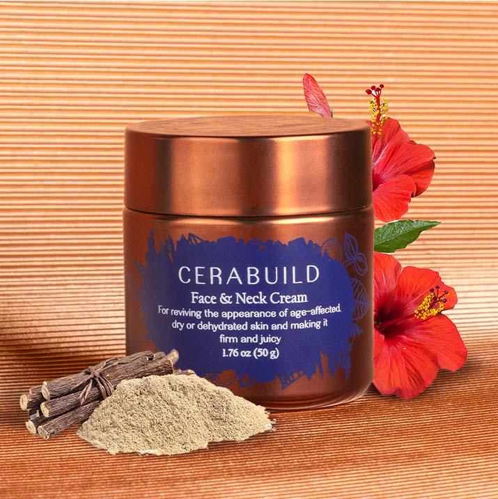 Cerabuild jar with Ayurvedic herbs and flowers