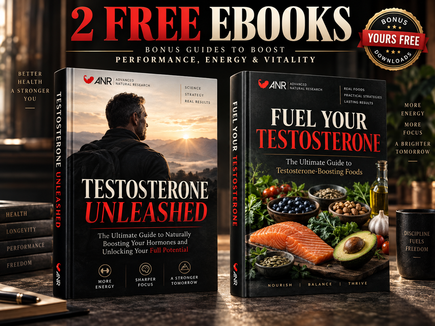 Two premium testosterone and men's health ebook guides included with Adaptophen
