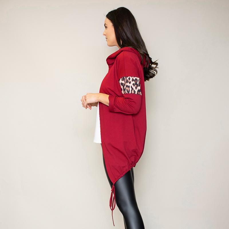 Rosie Leopard Hoody (Cherry)