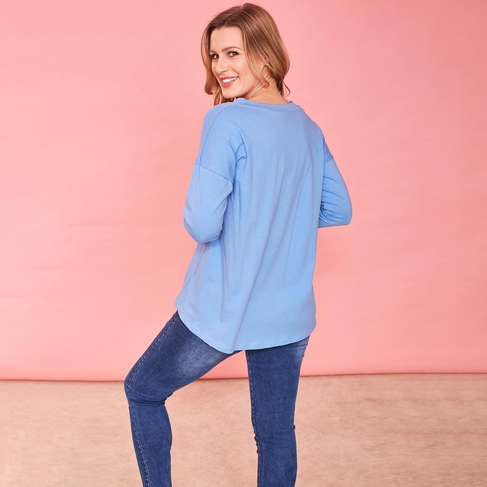 riley v neck top (blue)