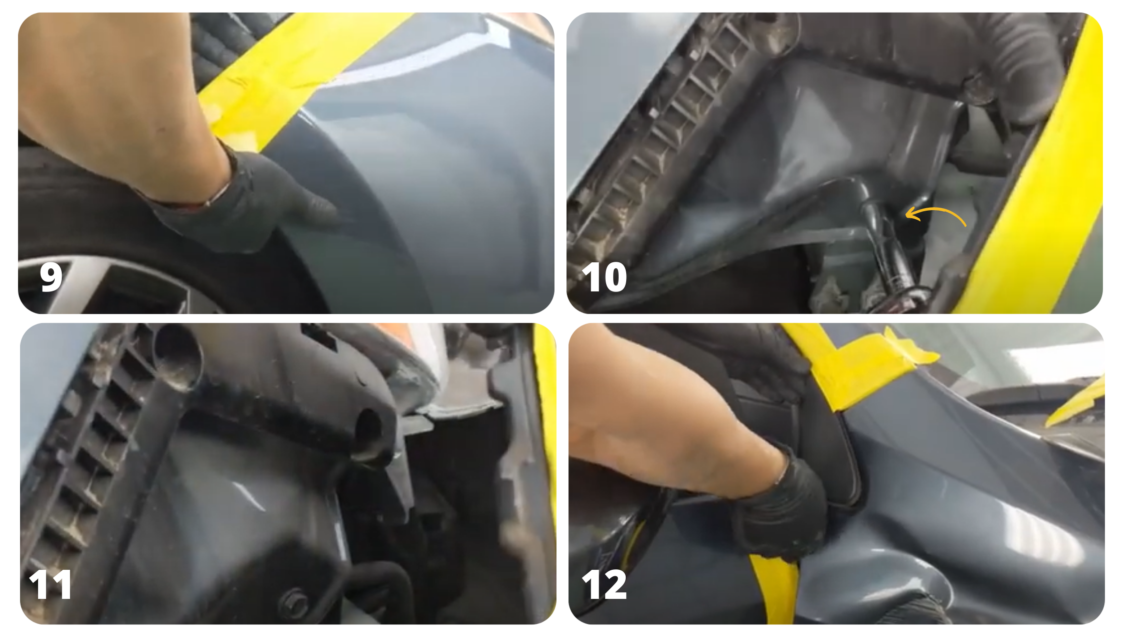 Steps 9-12 on How to Remove a 2014-2019 Toyota Corolla Fender