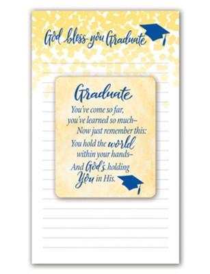 yellow God bless you graduate notepad and yellow magnet with a blessing for the graduate