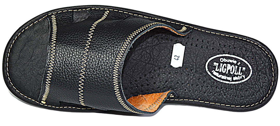 Galen - Mens black summer slippers - Reindeer Leather