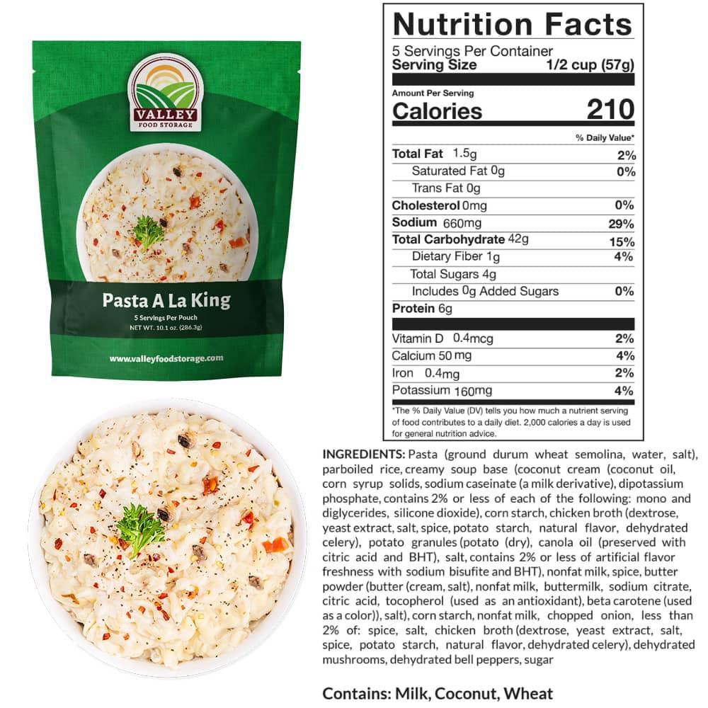 Pasta Ala King Nutrition Facts