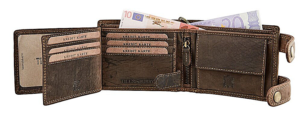 Till Burry - Mens RFID blocking biker leather wallet - Reindeer Leather
