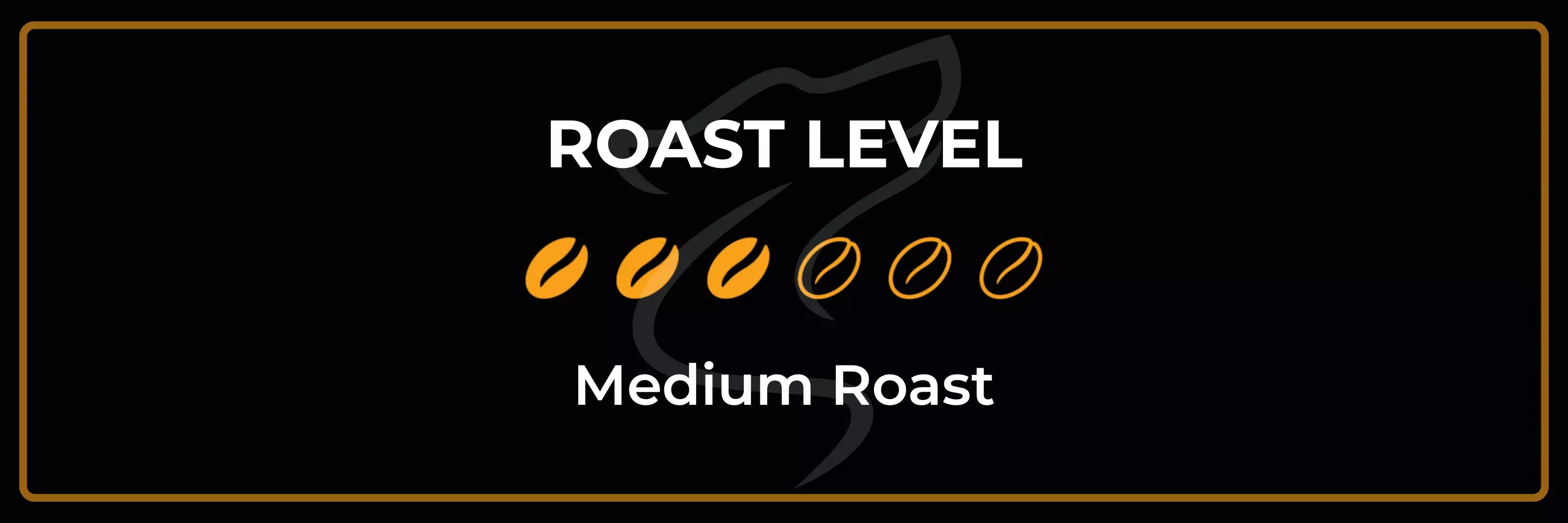Roast level card for Half Moon Decaf showing Lone Wolf Coffee as a smooth medium roast with bean icons.
