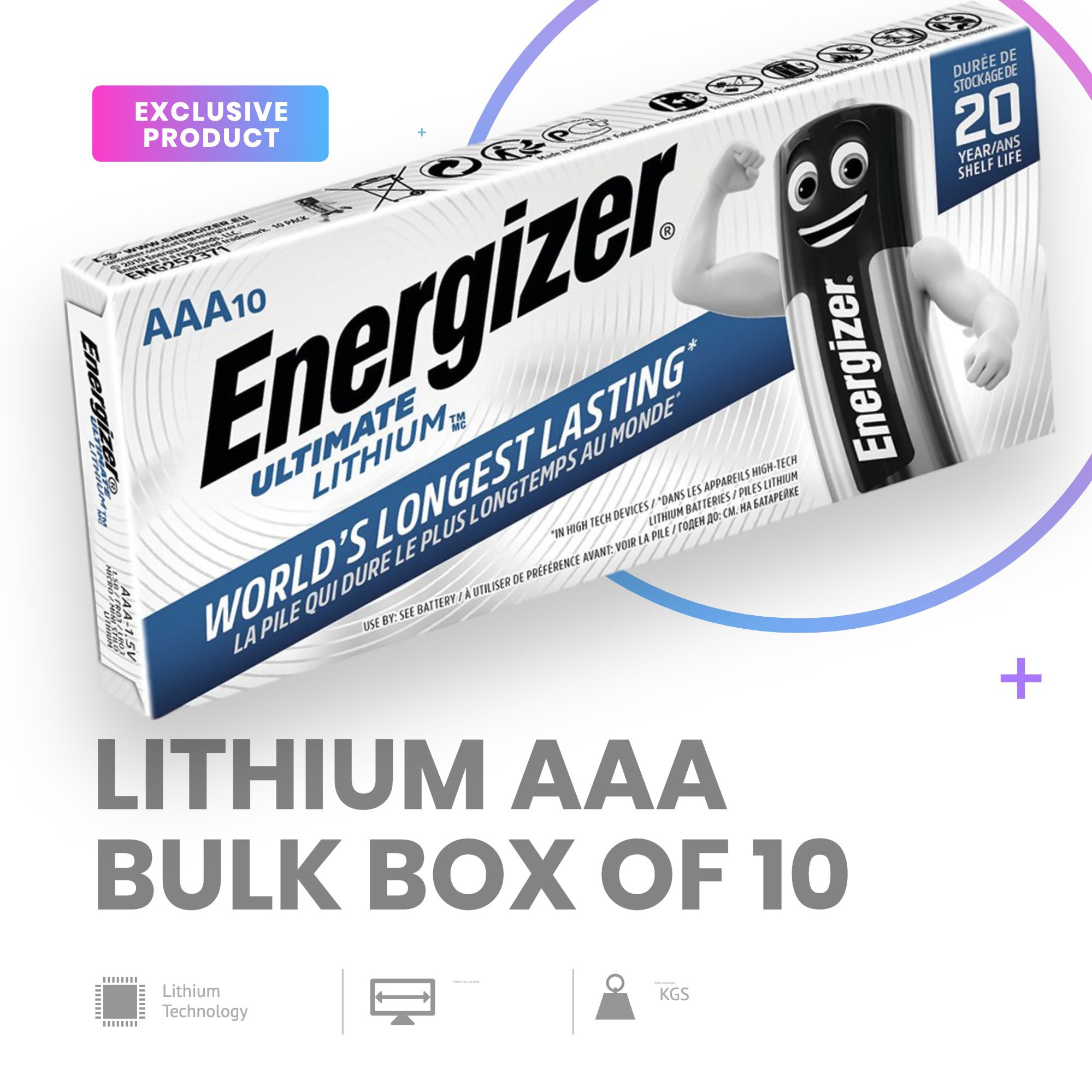 AAA Batteries Energizer Ultimate Lithium 10 Pack