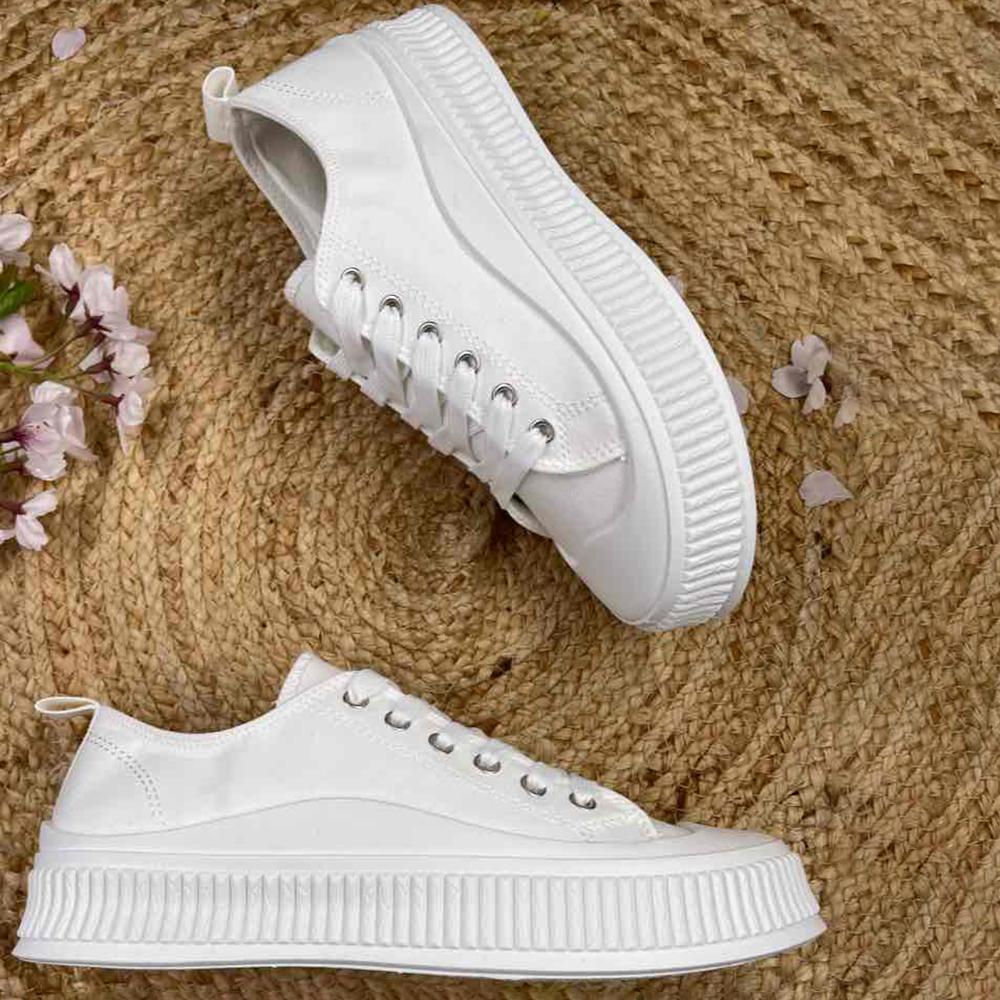 Leah Platform Trainers (White)